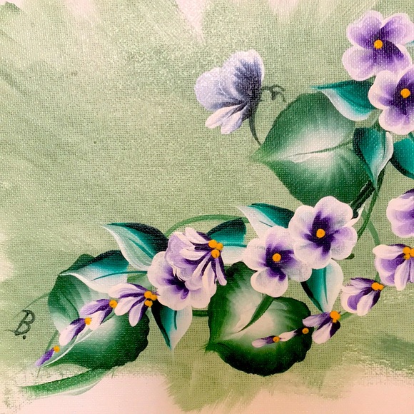 2 Original Signed Flowers & Butterfly Acrylic Paintings on 8x10 Canvas Boards - Picture 4 of 5